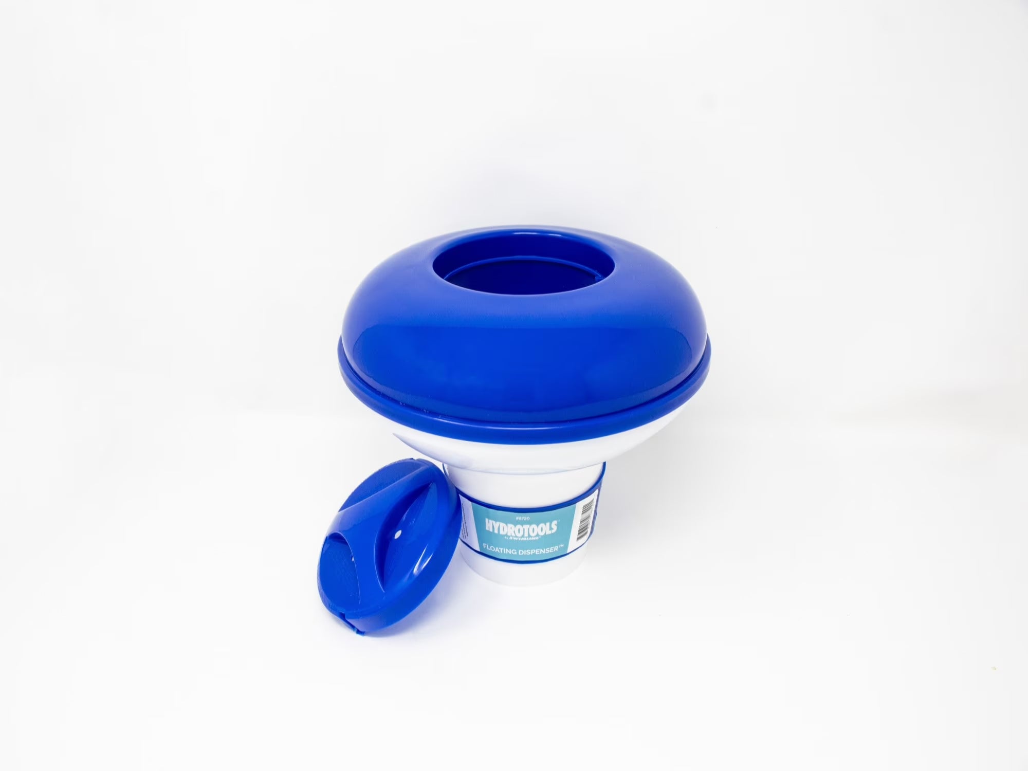 31482165 10 In. Adjustable Floating Swimming Pool Chemical Dispenser, White & Blue