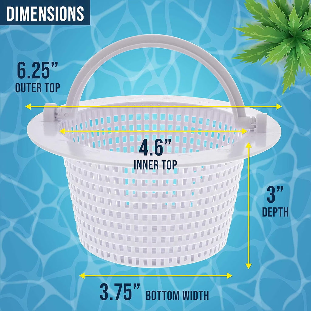 Swimming Pool Skimmer Replacement Basket with Handle, 2 Pack - above Ground Pool Thru-Wall Skimmer Baskets - Standard Small Size with Handle - Skim Remove Debris