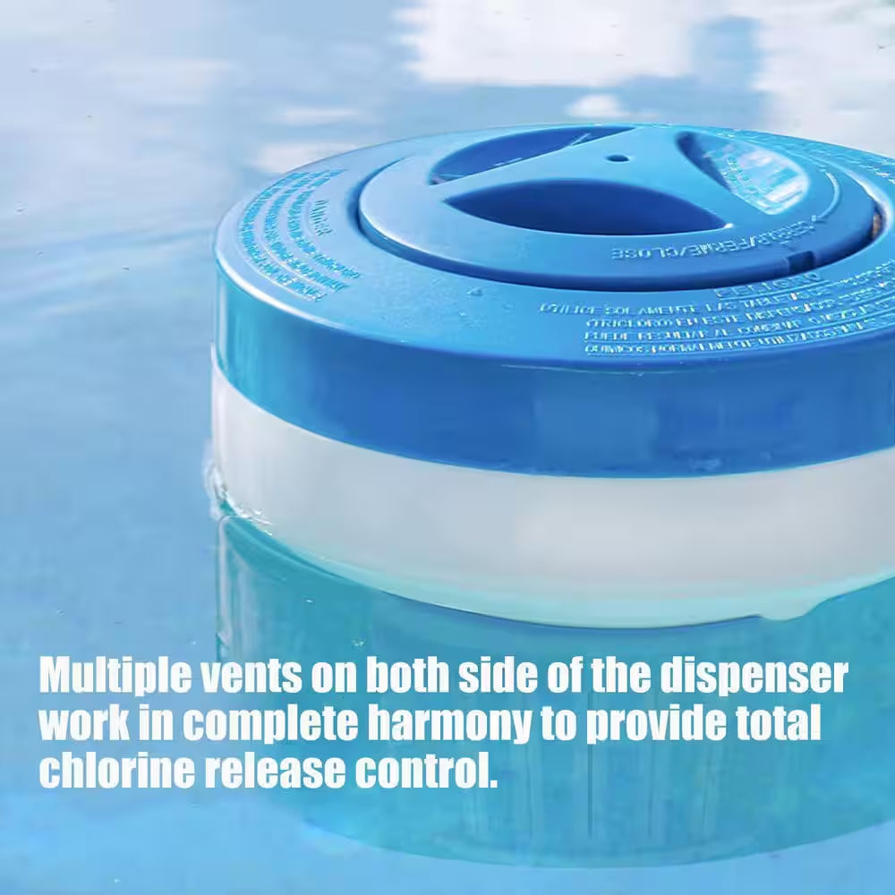 7 In. Large Capacity Floating Chlorine Dispenser for Pools and Spas, Adjustable Release, Durable ABS Plastic