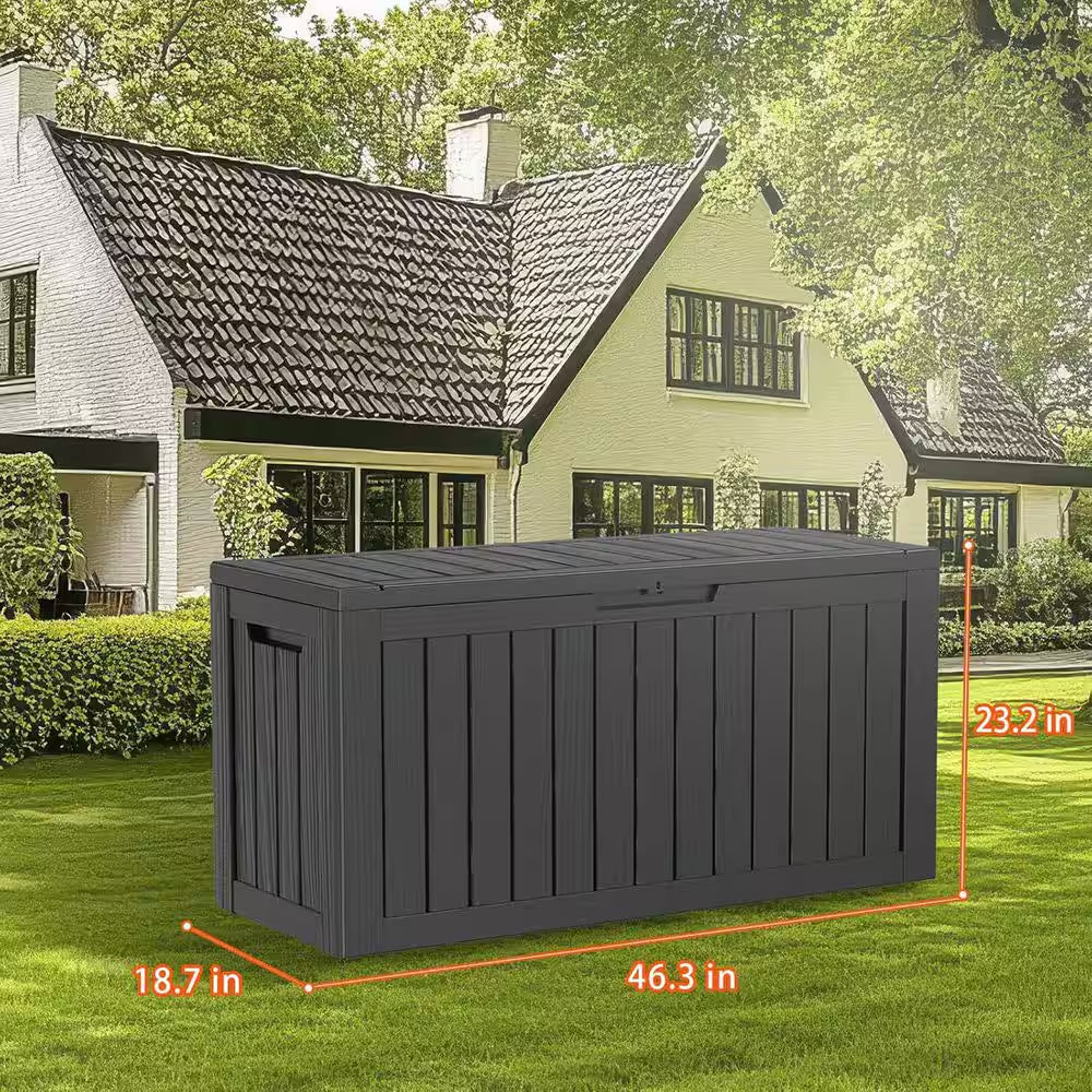 80 Gal. Black Waterproof Resin Lockable Outdoor Deck Box Storage Box Storage Bin for Patio