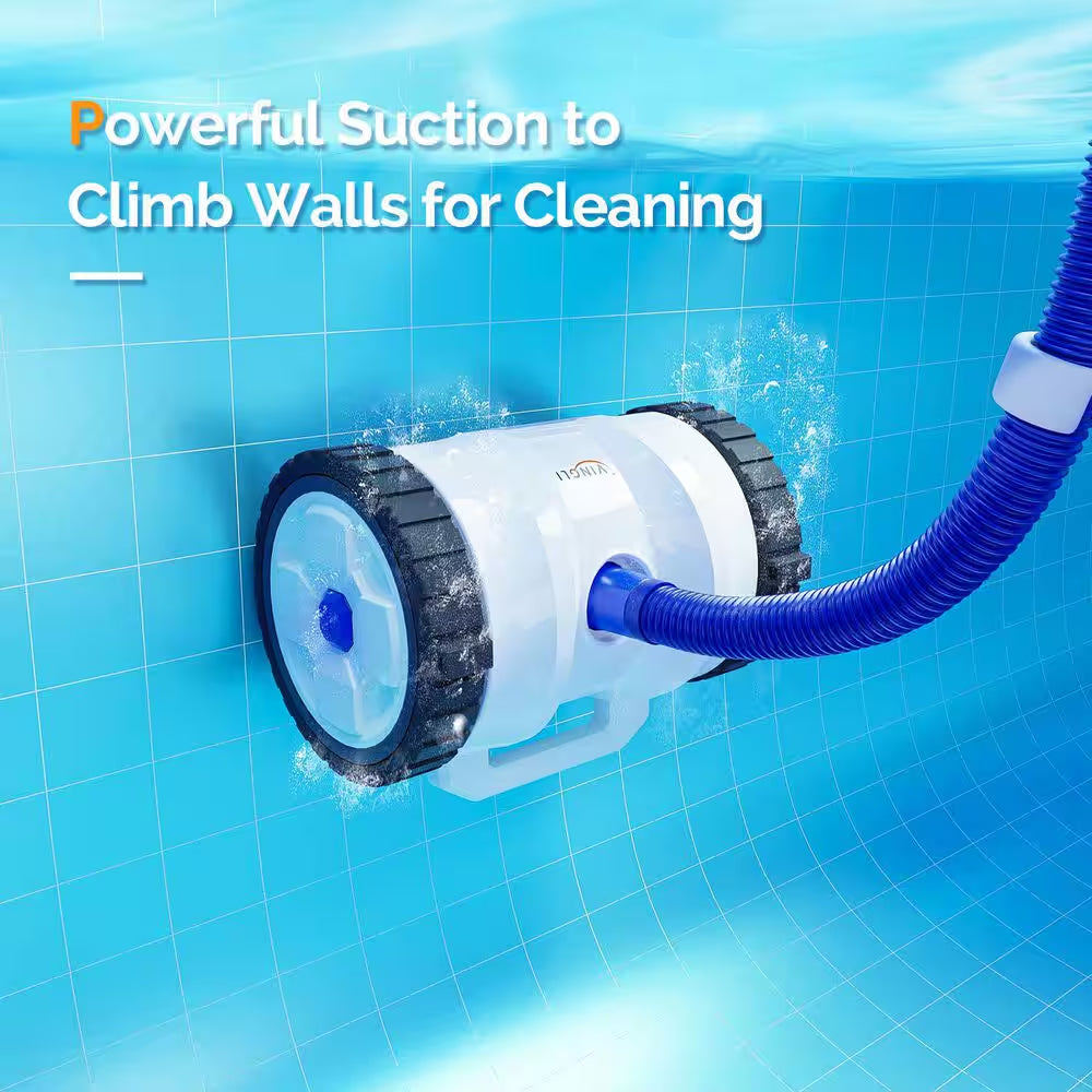 Automatic Suction Pool Vacuum for Plat Pool Climbs Walls with 39. 6Ft Hose
