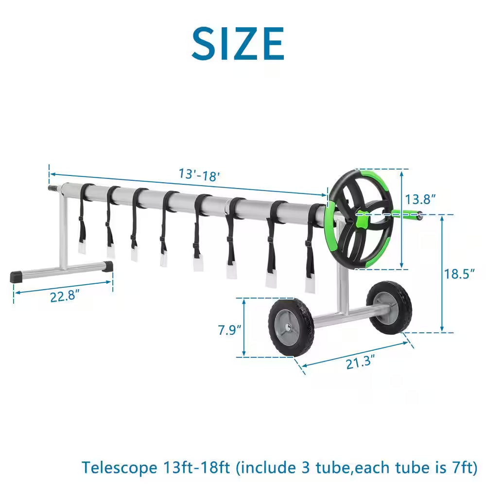 18 Ft. Aluminum Stainless Steel Solar Cover Reel for Inground Swimming Pool