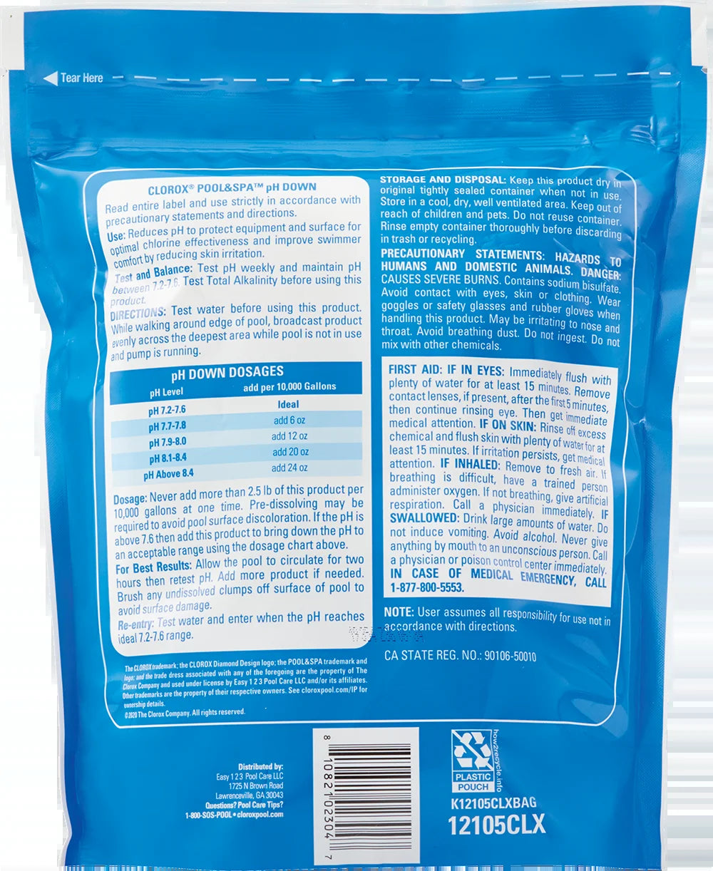 Ph Down, Reduces Ph in Swimming Pools, 5 Lb Bag, Granules