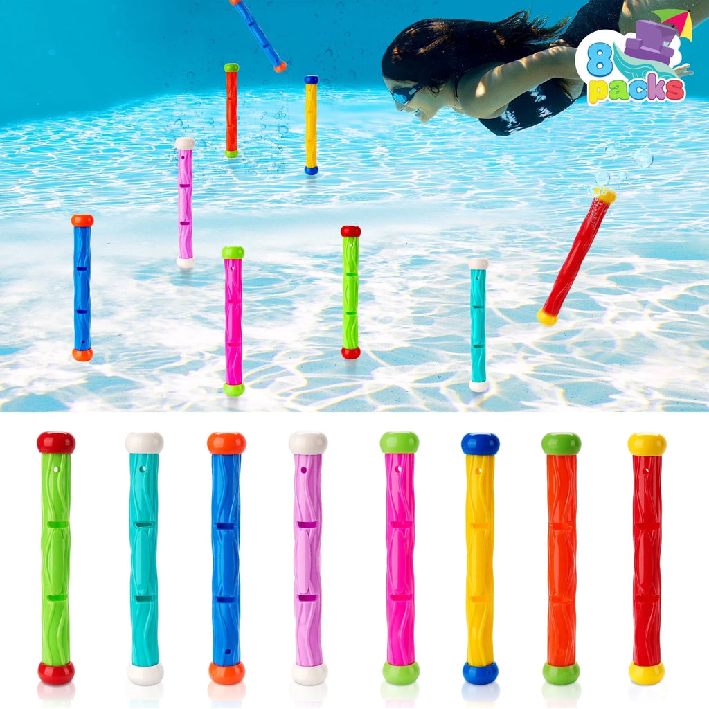 JOYIN 8 Packs Pool Toys, Shark Underwater Diving Toys, Colorful Swimming Toys Sinking Throwing for Kids Gifts Summer Swim Dive Training Water Fun Pool Games(Sharks)