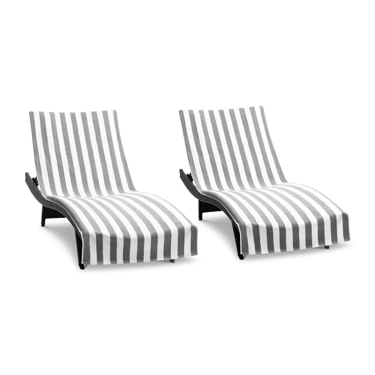 Arkwright California Cabana Chaise Lounge Cover - (Pack of 2) 100% Cotton Terry Towels, Pool Chair Covers for Outdoor Beach Furniture, 30 X 85 In