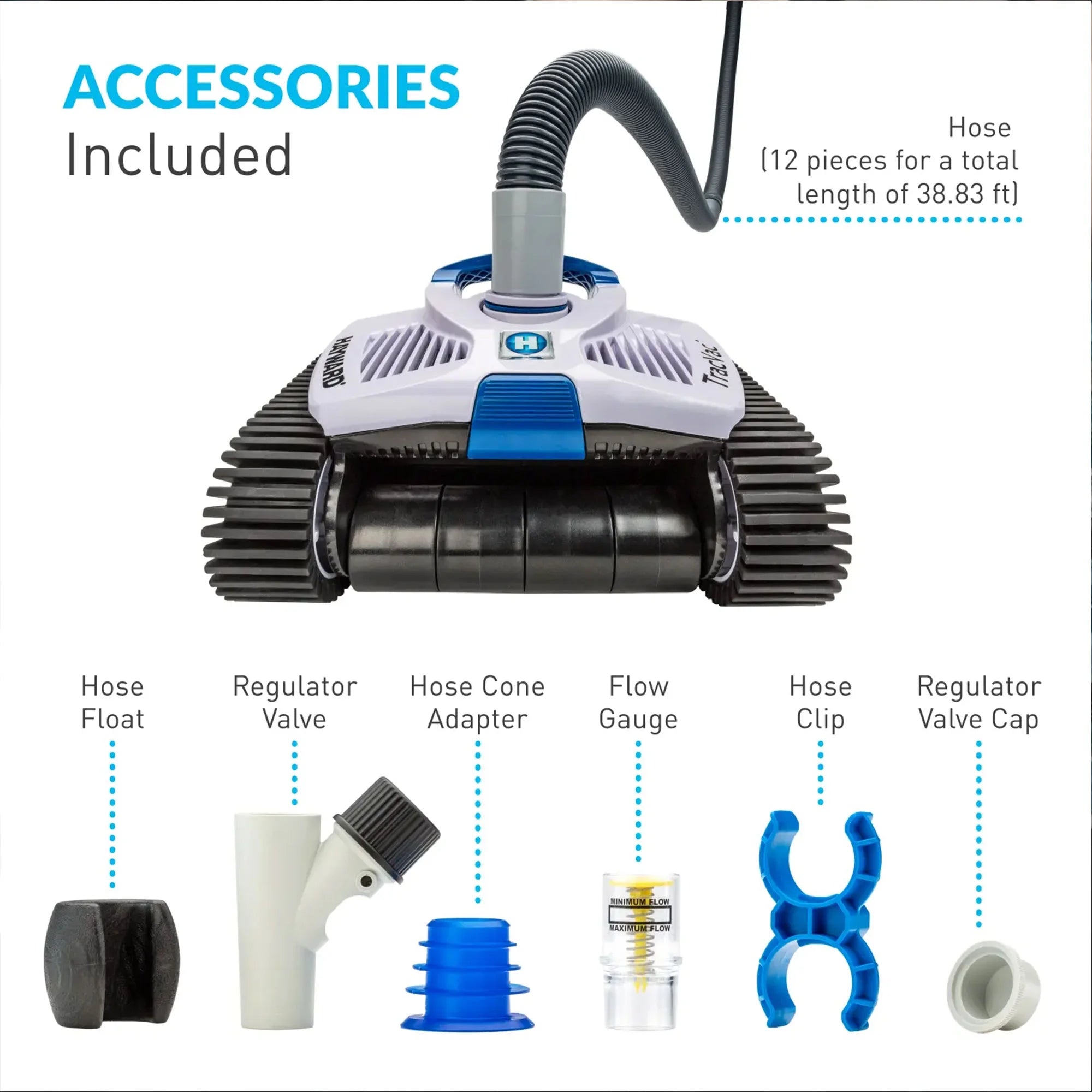 Tracvac Lightweight in Ground Pool Suction Vacuum Cleaner, White