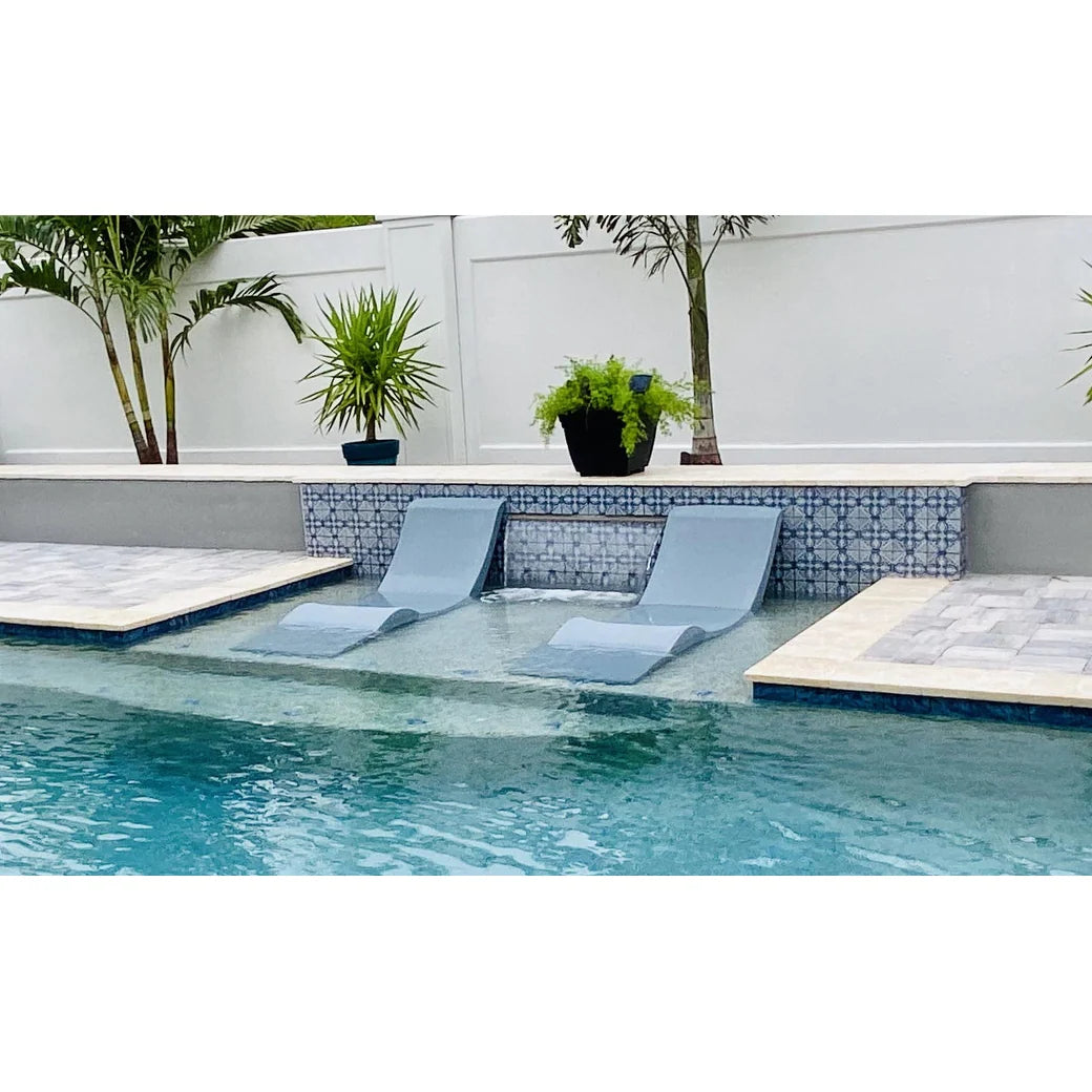 In-Pool Chaise Lounge Chairs for 0-9 In. of Water - All Weather Resistant, No Plugs/Tools Needed - (Set of 2)