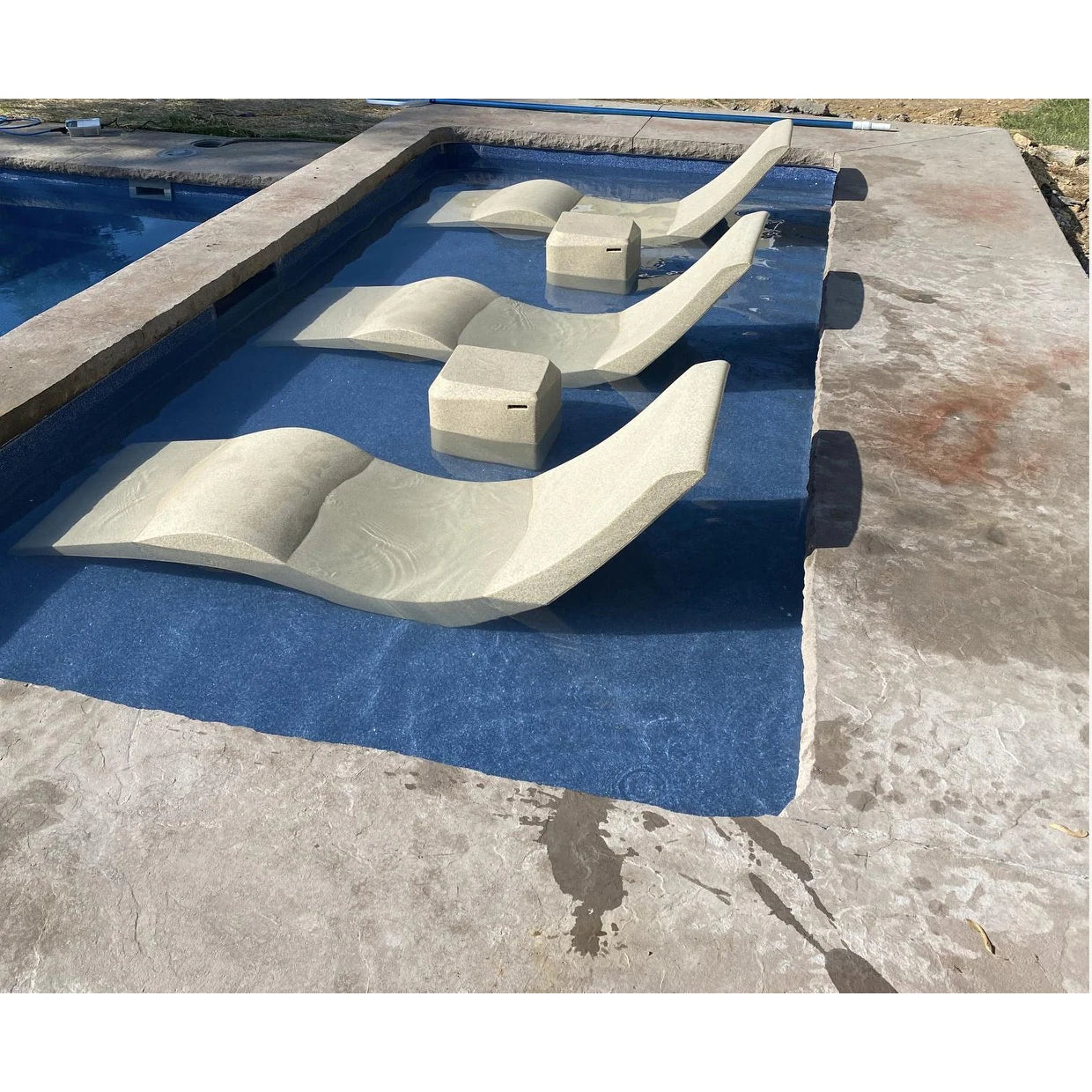 In-Pool Chaise Lounge Chairs for 0-9 In. of Water - All Weather Resistant, No Plugs/Tools Needed - (Set of 2)