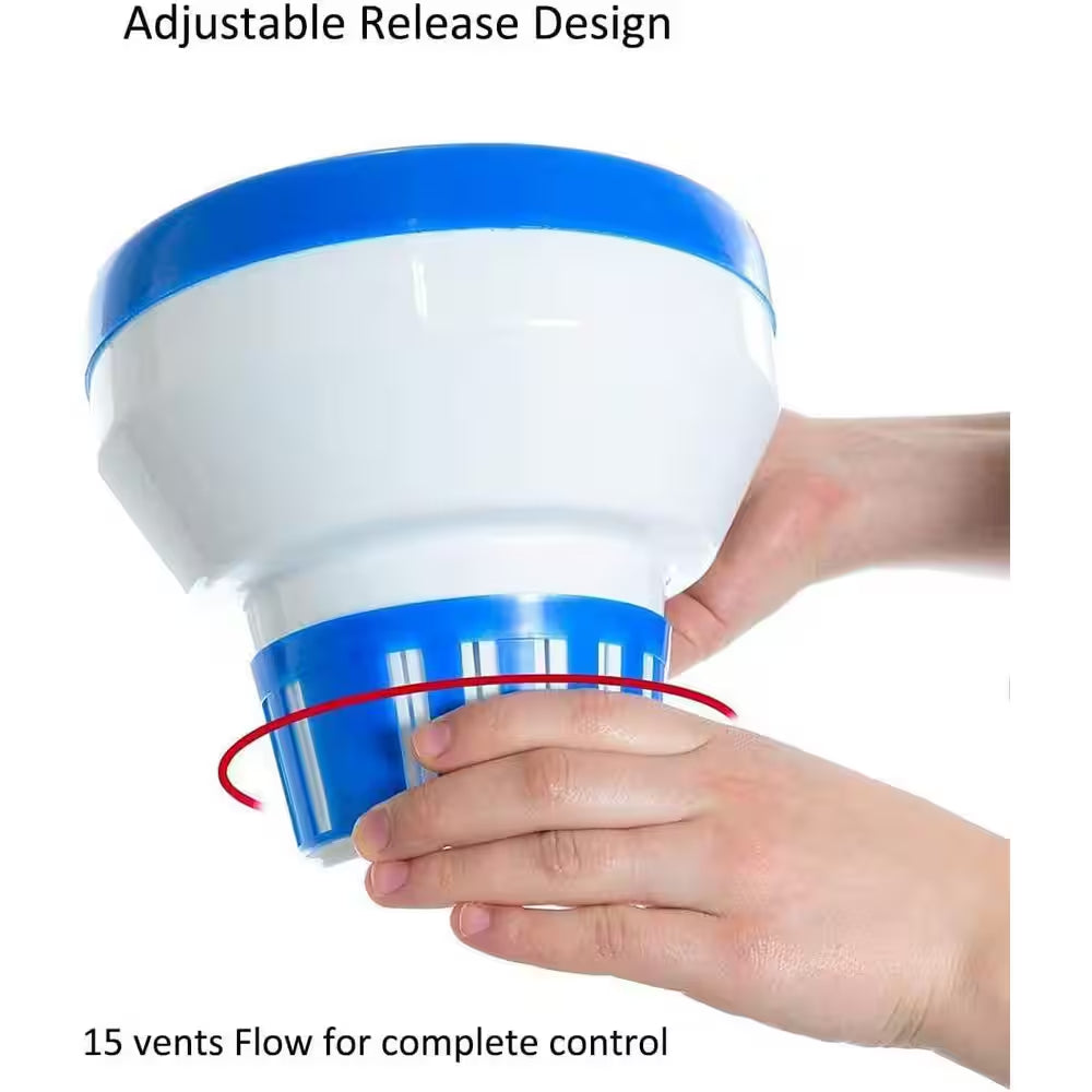 7 In. Large Capacity Floating Chlorine Dispenser for Pools and Spas, Adjustable Release, Durable ABS Plastic