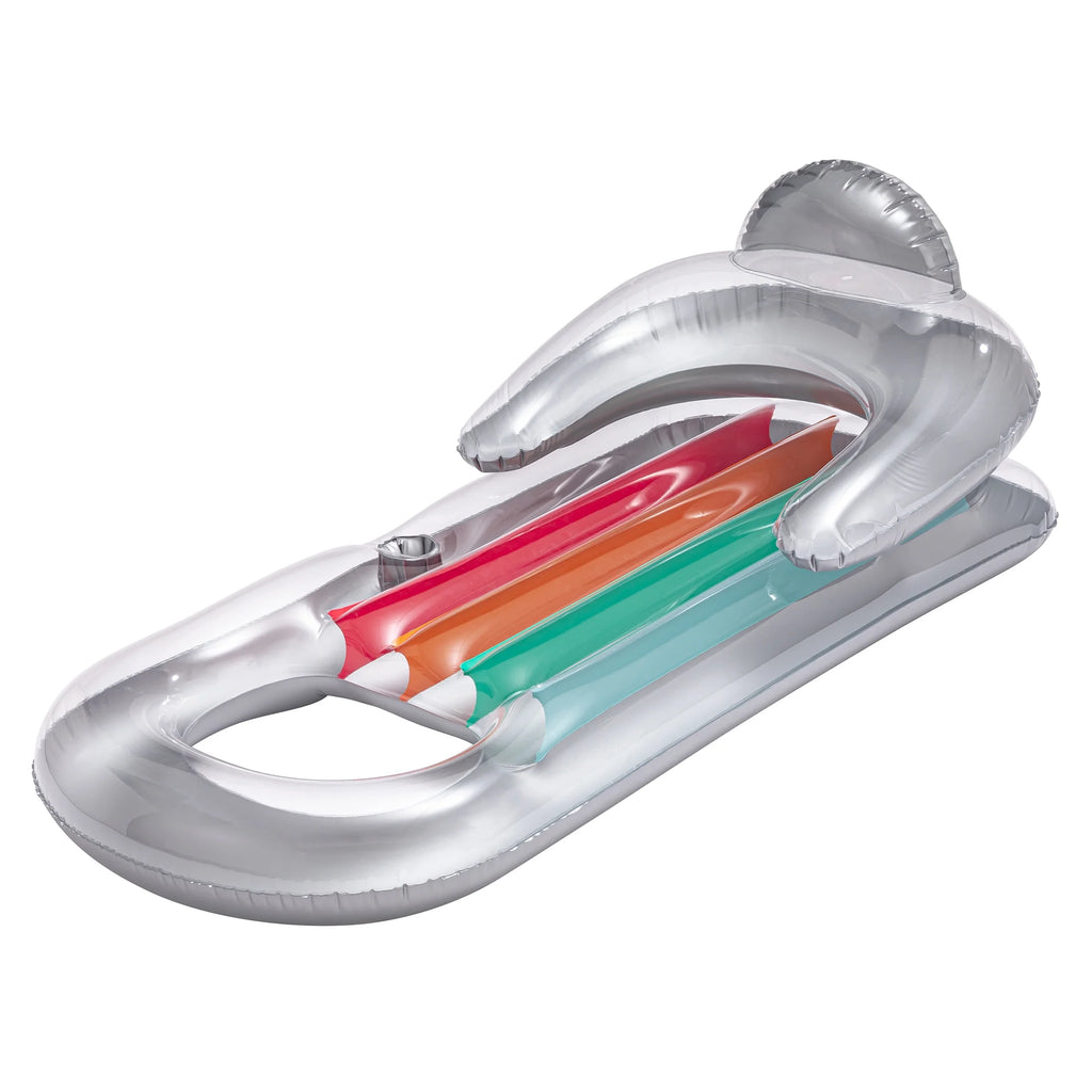 (2 Pack)  Deluxe Lounge, Inflatable Pool Float, Silver, Age 14 & Up, Unisex