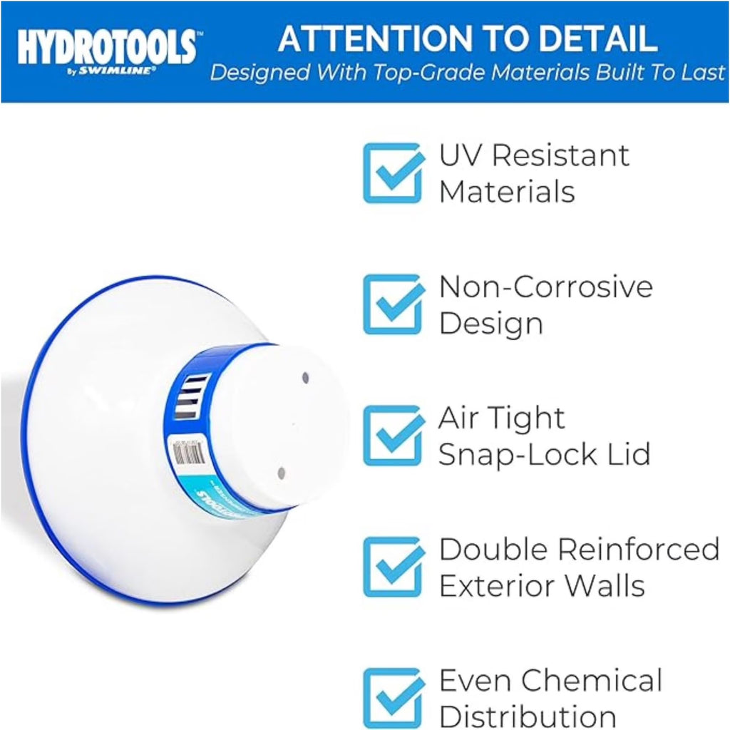 31482165 10 In. Adjustable Floating Swimming Pool Chemical Dispenser, White & Blue