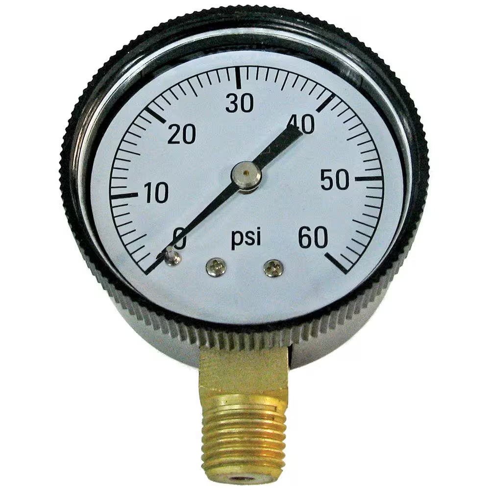 1/4 In. 0-60 LB-CD Pressure Gauge - Bottom Mounted