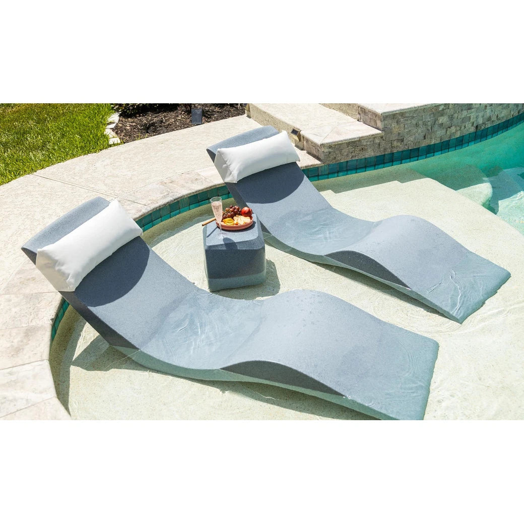 In-Pool Chaise Lounge Chairs for 0-9 In. of Water - All Weather Resistant, No Plugs/Tools Needed - (Set of 2)