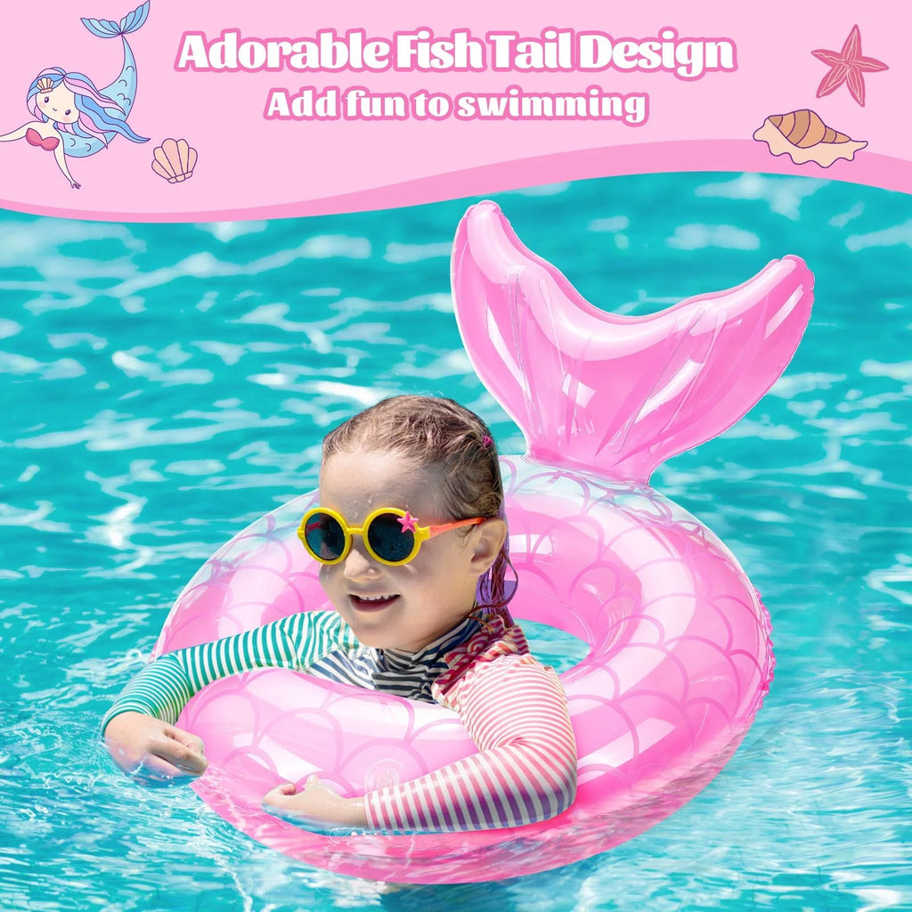 Mermaid Pool Floats for Kids, Inflatable Swimming Ring Pool Party Summer Toy, Pink