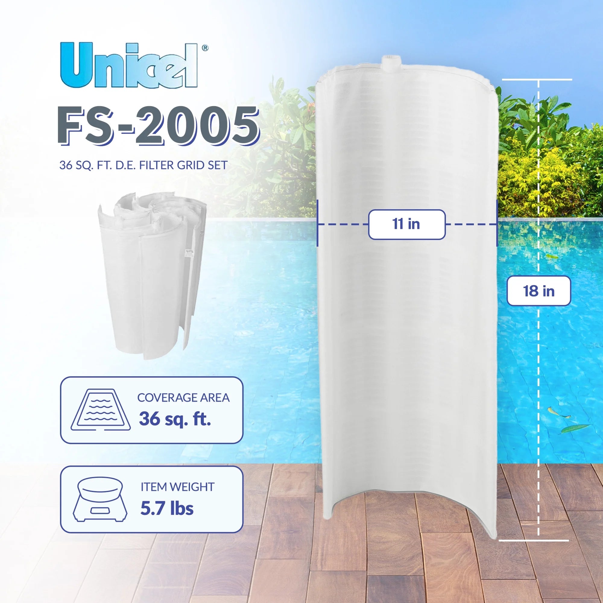 FS-2003 36 Sq Ft Replacement DE Grid Swimming Pool Filter, Full Set