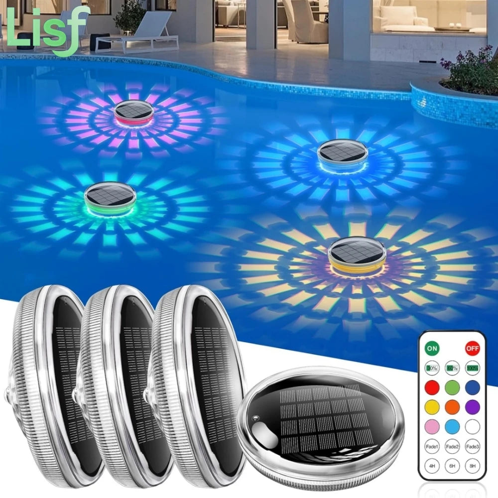 Solar Rechargeable Floating Pool Lights RGB Color Changing Swimming Pool Light with Remote Control Pool Party Decorations