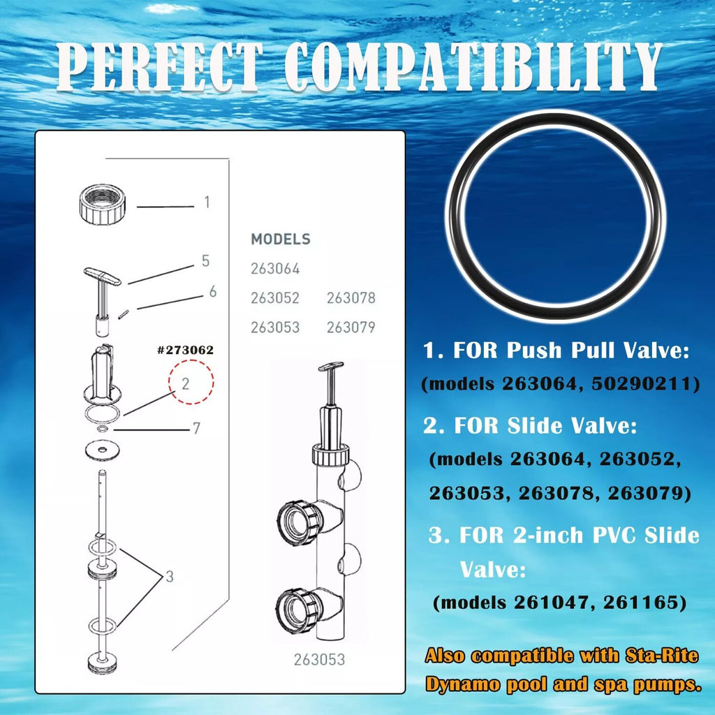 273062 O-Ring Kit for Sta-Rite Dynamo Pump Push Pull Slide Pool Spa Valve 2-Pack