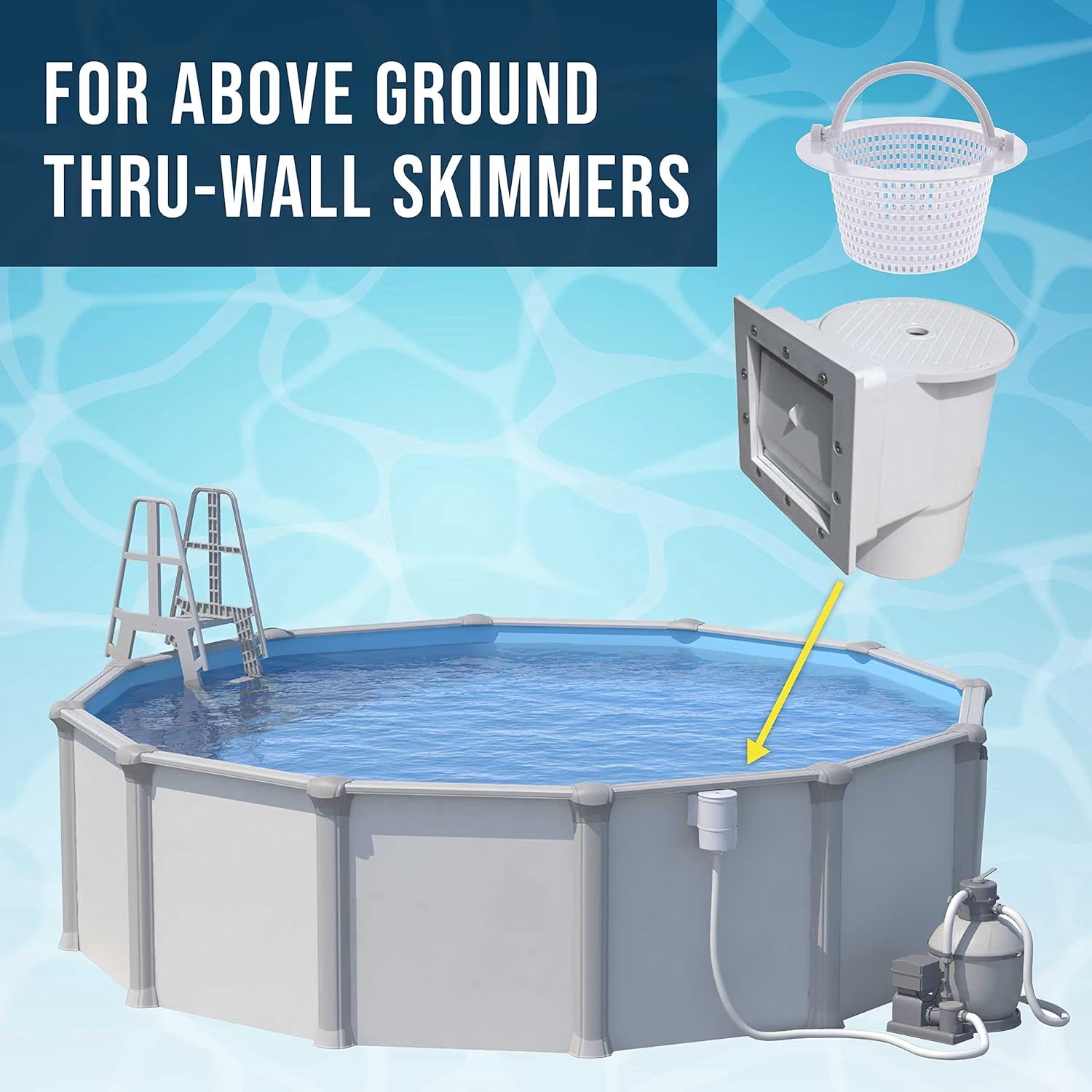 Swimming Pool Skimmer Replacement Basket with Handle, 2 Pack - above Ground Pool Thru-Wall Skimmer Baskets - Standard Small Size with Handle - Skim Remove Debris