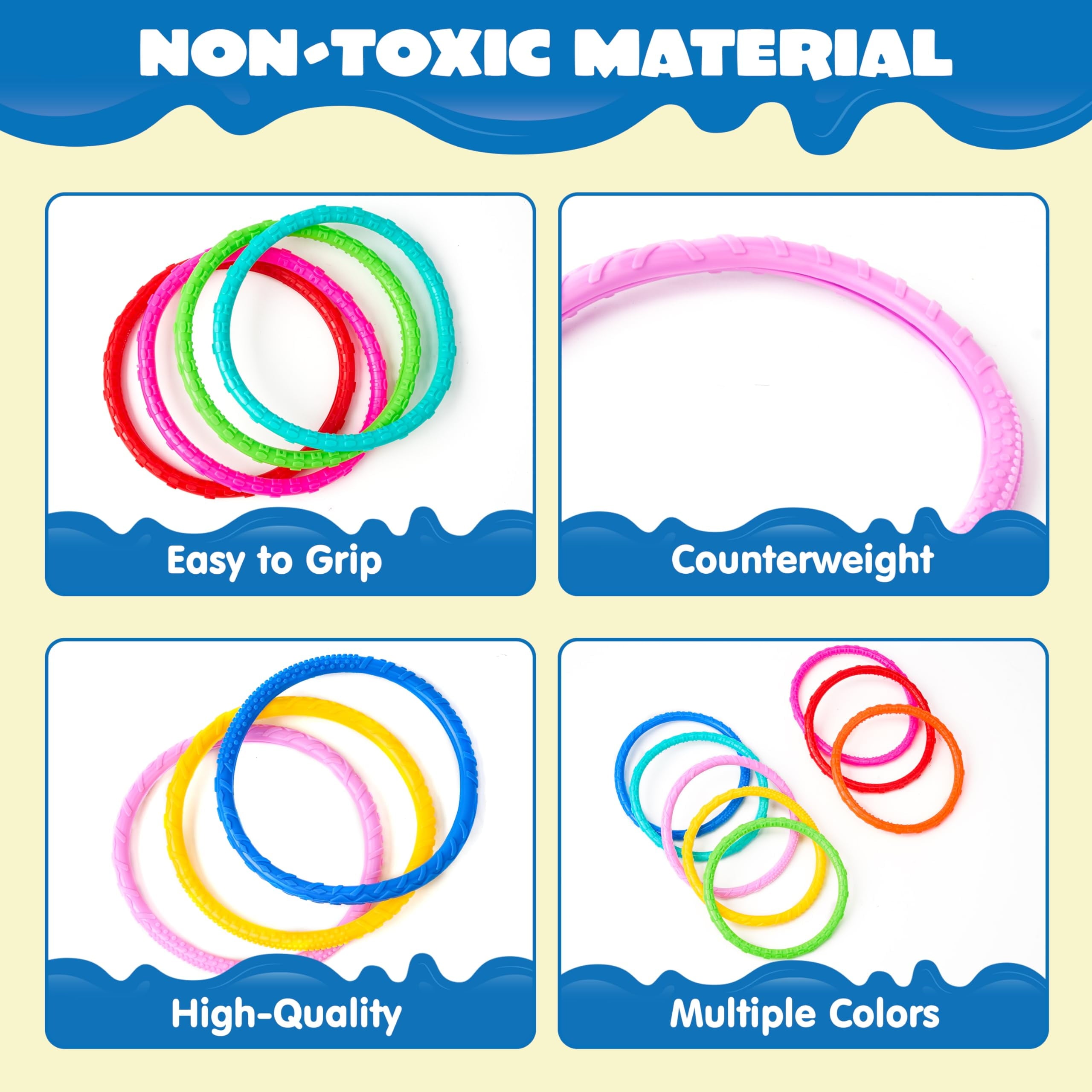 JOYIN Dive Rings Pool Toys, 8 Pcs Colorful Pool Rings for Kids, Underwater Training Pool Diving Rings, Swimming Pool Dive Ring Toy for Kids Gifts Summer Swim Water Fun Pool Games(Diving Circles)