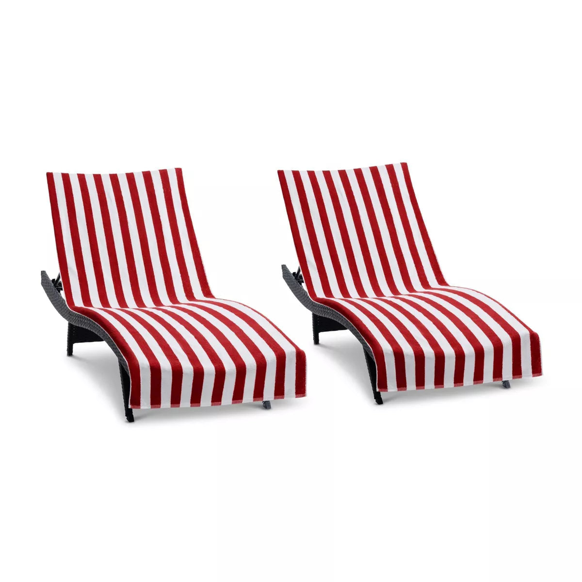 Arkwright California Cabana Chaise Lounge Cover - (Pack of 2) 100% Cotton Terry Towels, Pool Chair Covers for Outdoor Beach Furniture, 30 X 85 In