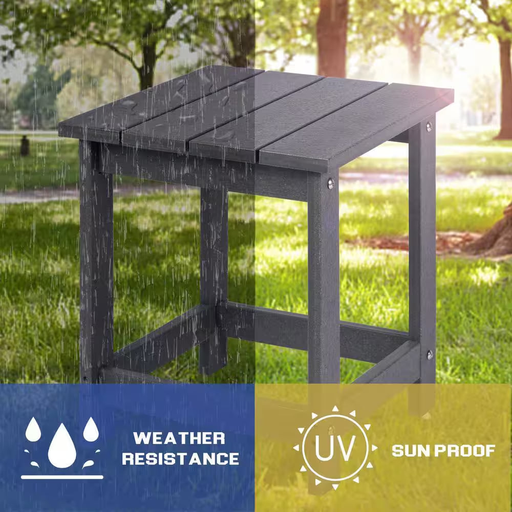Square Side Table, Pool Composite Patio Table, HDPE End Tables for Backyard, Pool, Indoor Companion