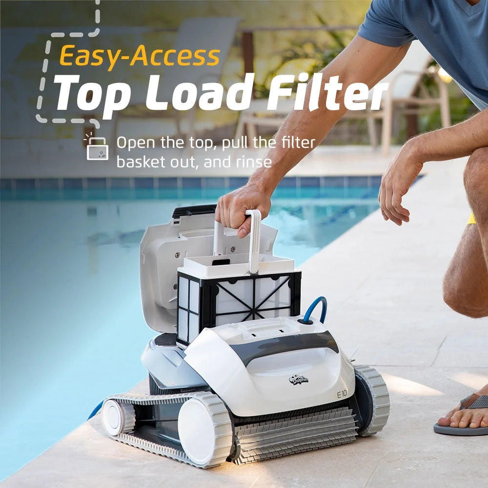 (2026 Model) E10 Automatic Robotic Pool Vacuum Cleaner, Active Scrubber Brush, Ideal for Above-Ground Pools up to 30Ft in Length