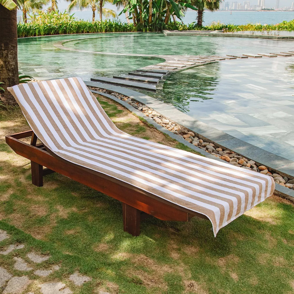 Arkwright California Cabana Chaise Lounge Cover - (Pack of 2) 100% Cotton Terry Towels, Pool Chair Covers for Outdoor Beach Furniture, 30 X 85 In