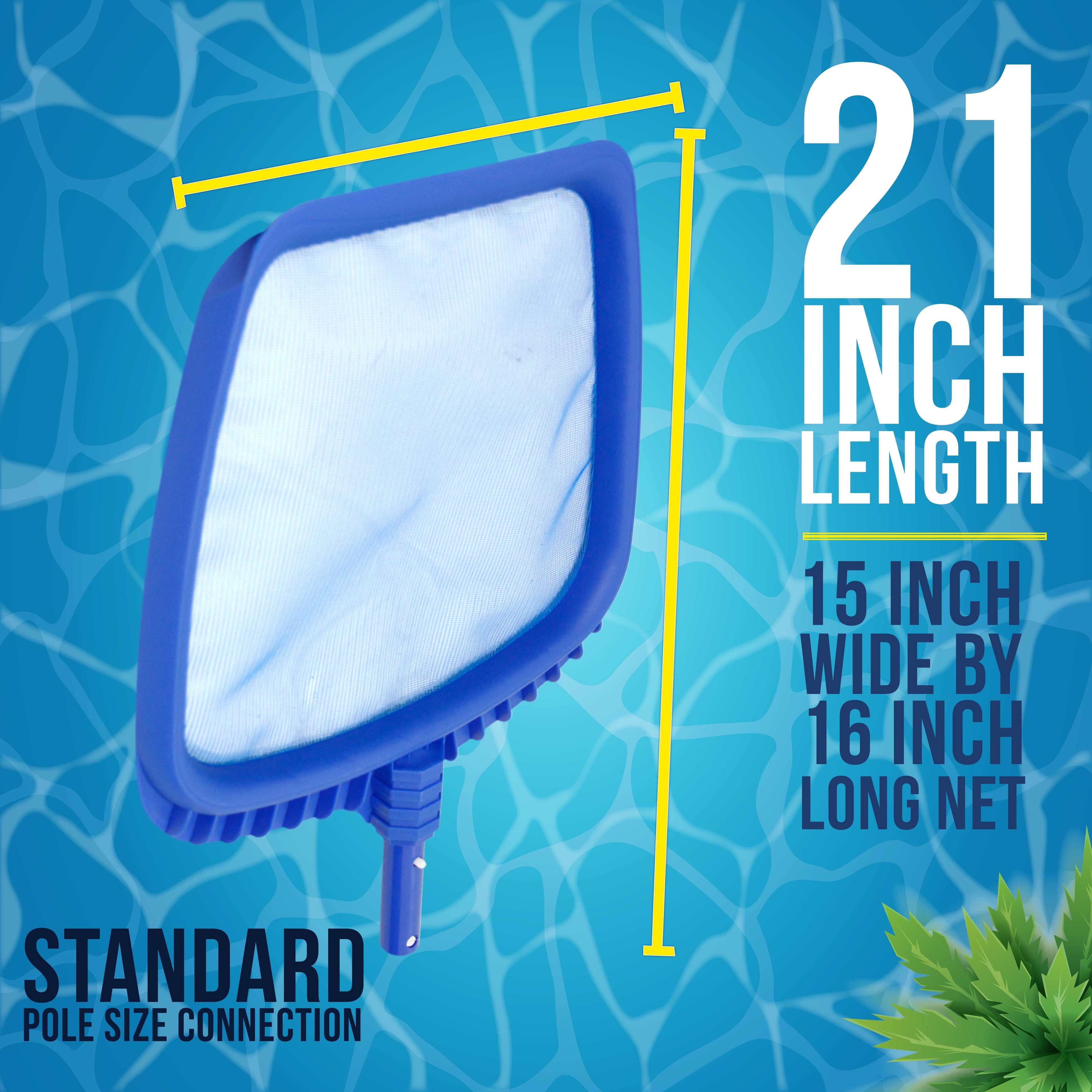 Professional Heavy Duty Large 15" X 16" Swimming Pool Leaf Skimmer Net - Fine Mesh Netting, Easy Scoop Edge - Fast Cleaning, Debris Pickup Removal - Fits Standard Swimming Pool Poles