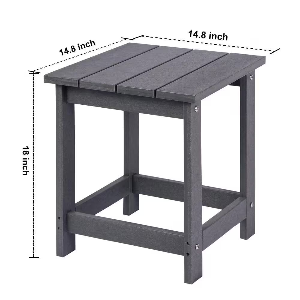 Square Side Table, Pool Composite Patio Table, HDPE End Tables for Backyard, Pool, Indoor Companion
