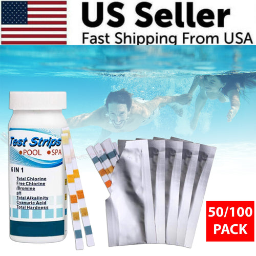 6 in 1 Chlorine Dip Test Strips Hot Tub SPA Swimming Pool PH Tester Paper Bottle