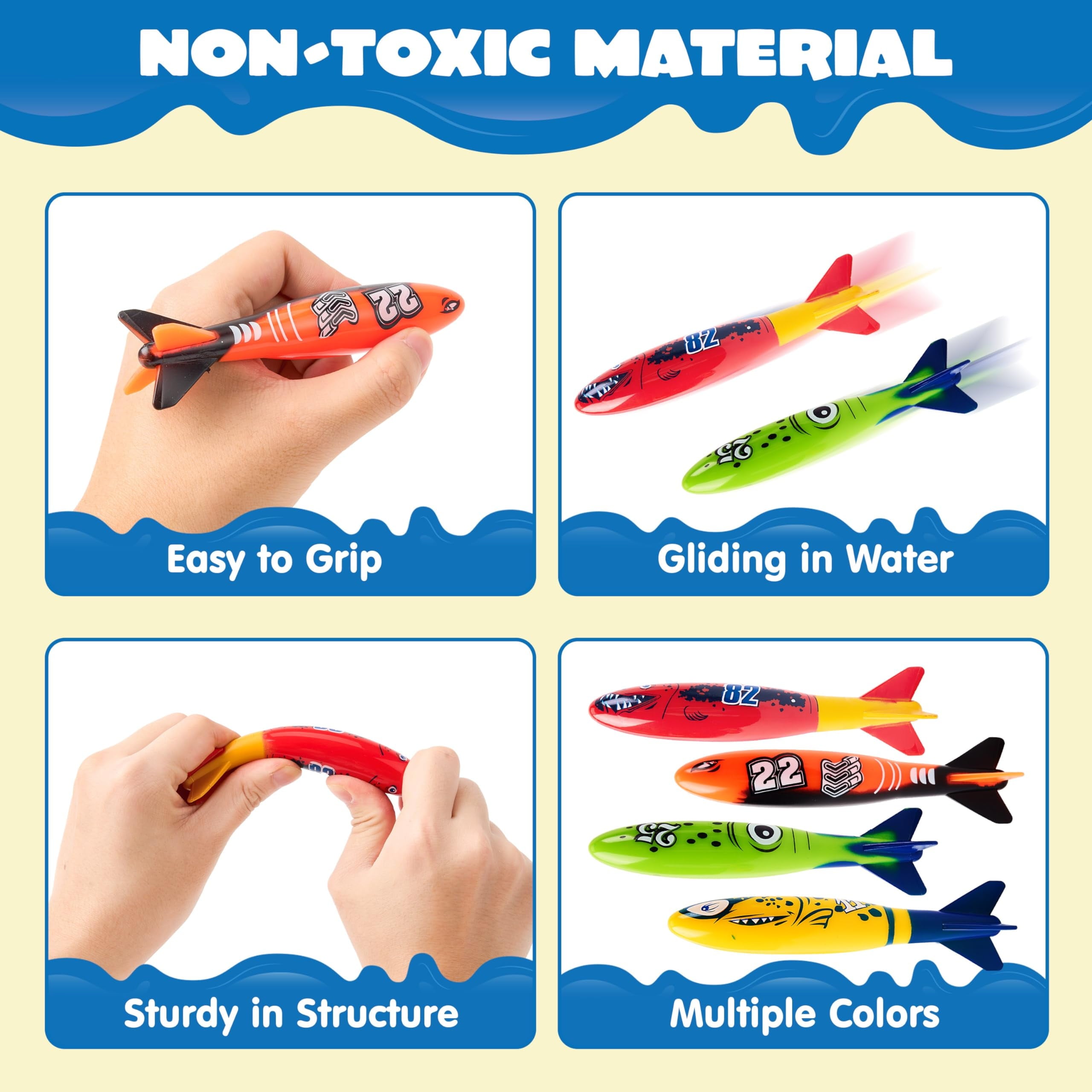 JOYIN 8 Packs Pool Toys, Shark Underwater Diving Toys, Colorful Swimming Toys Sinking Throwing for Kids Gifts Summer Swim Dive Training Water Fun Pool Games(Sharks)