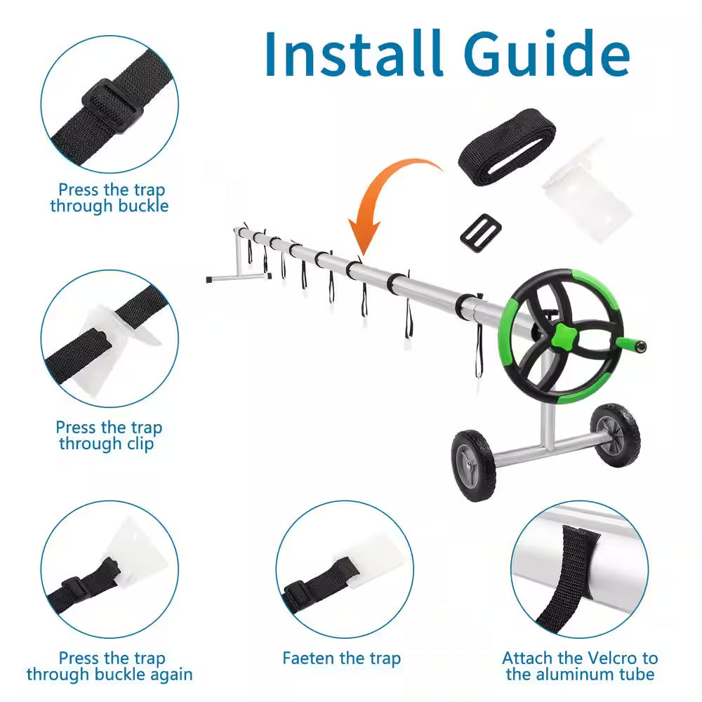 18 Ft. Aluminum Stainless Steel Solar Cover Reel for Inground Swimming Pool