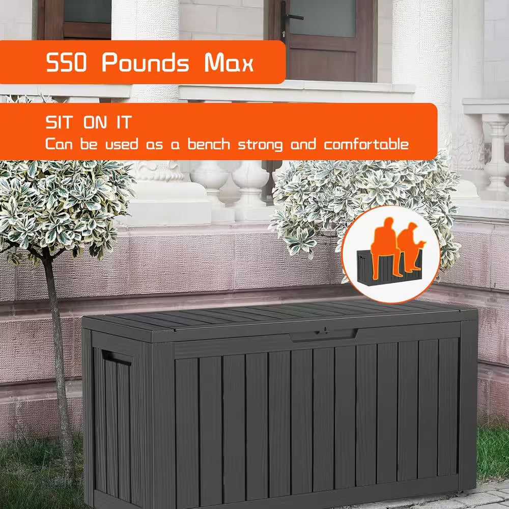 80 Gal. Black Waterproof Resin Lockable Outdoor Deck Box Storage Box Storage Bin for Patio