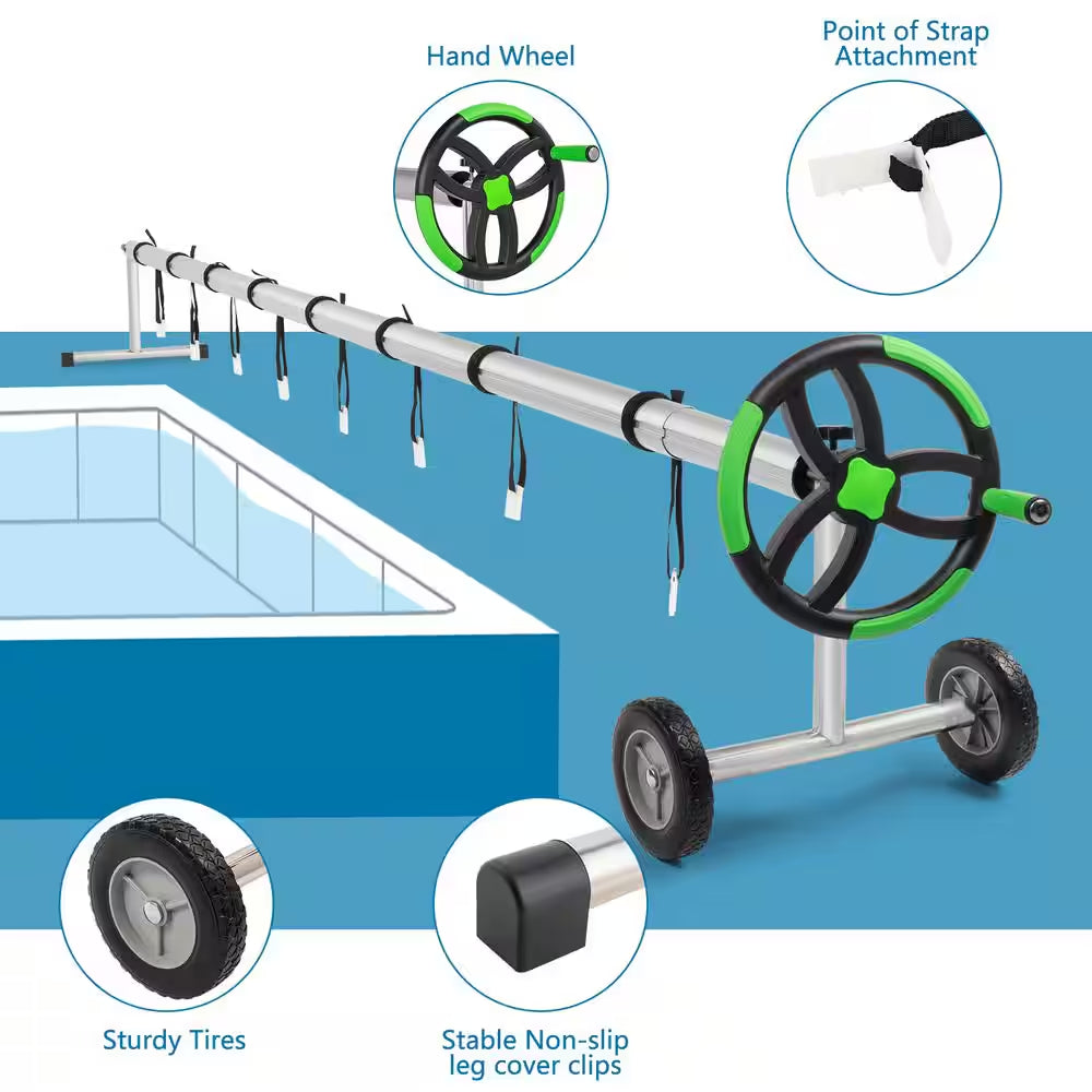 18 Ft. Aluminum Stainless Steel Solar Cover Reel for Inground Swimming Pool