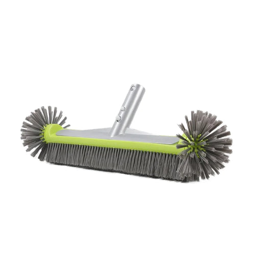 17.5" Heavy Duty Aluminum Pool Brush Head with 7 Rows Nylon Bristles for Pool Wall Steps Corner Cleaning