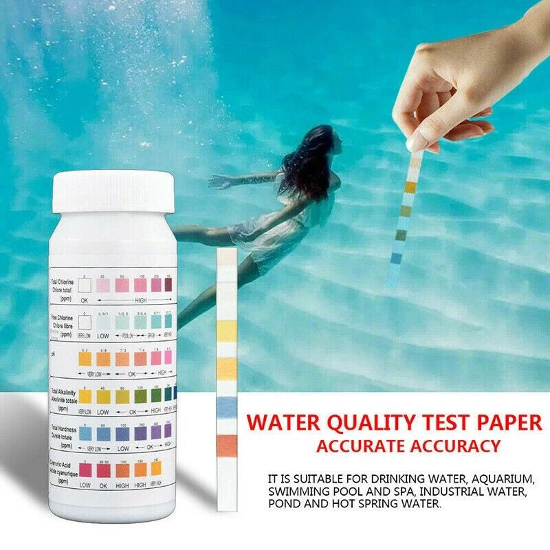6 in 1 Chlorine Dip Test Strips Hot Tub SPA Swimming Pool PH Tester Paper Bottle