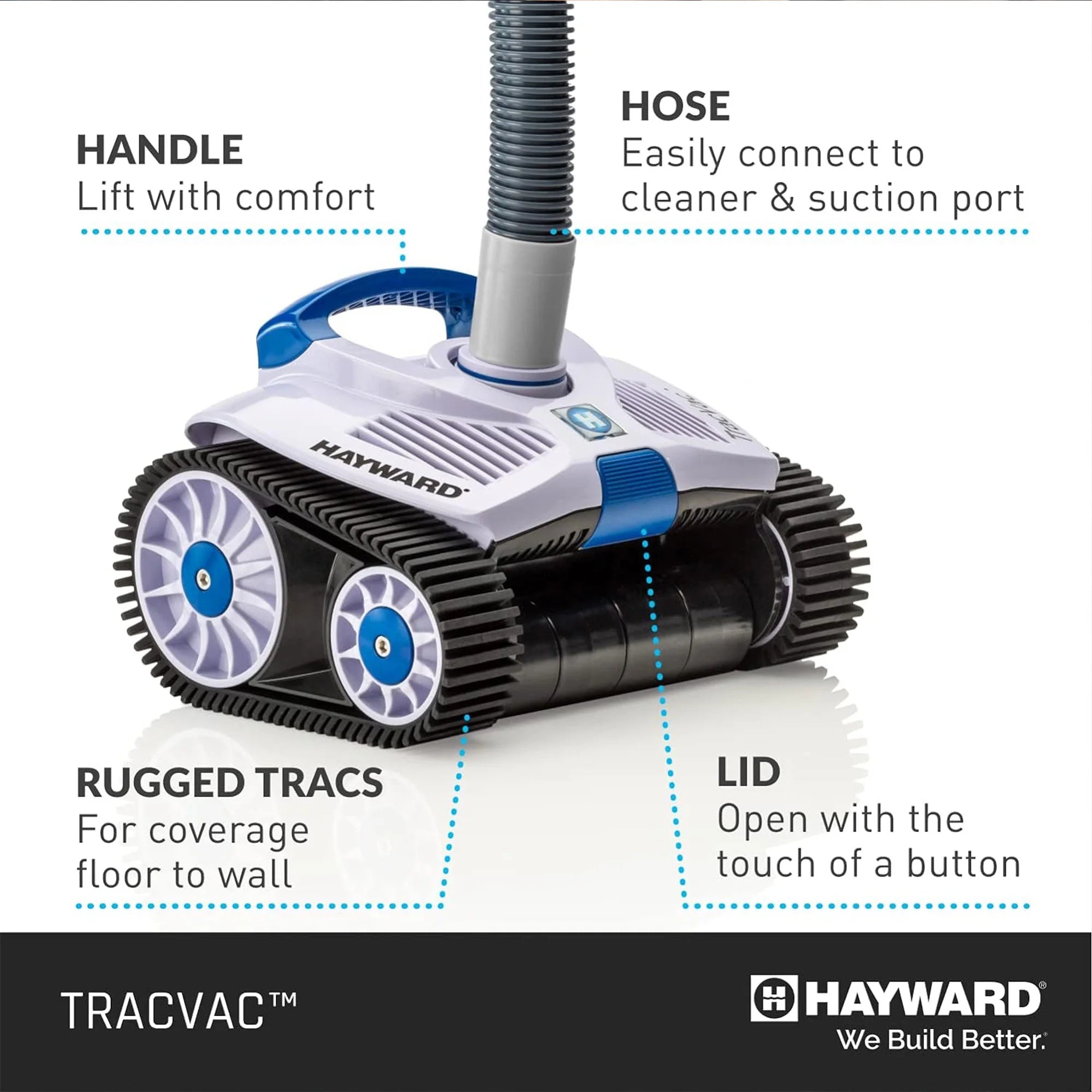 Tracvac Lightweight in Ground Pool Suction Vacuum Cleaner, White