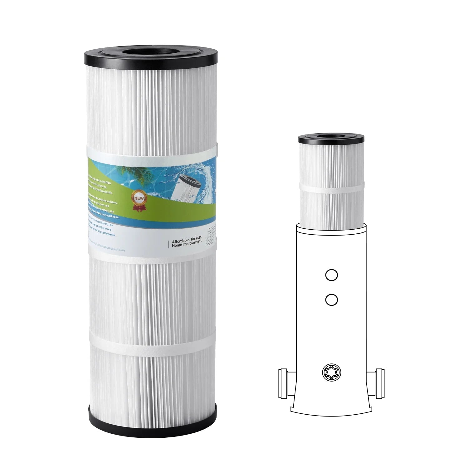 Cartridge for Pool Filter, 50 Sq. Ft Spa and Hot Tub Filter Cartridge Substitute, Matches Hayward C500, CX500-RE, Pleatco, Safe for Children & Animals, Trilobal Pleated Design