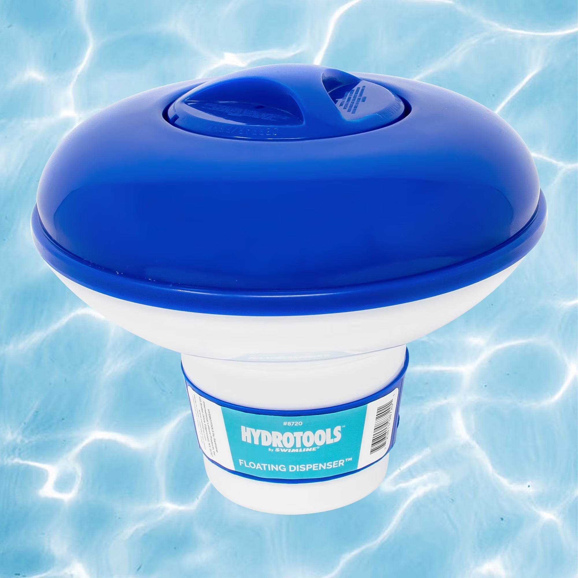 31482165 10 In. Adjustable Floating Swimming Pool Chemical Dispenser, White & Blue