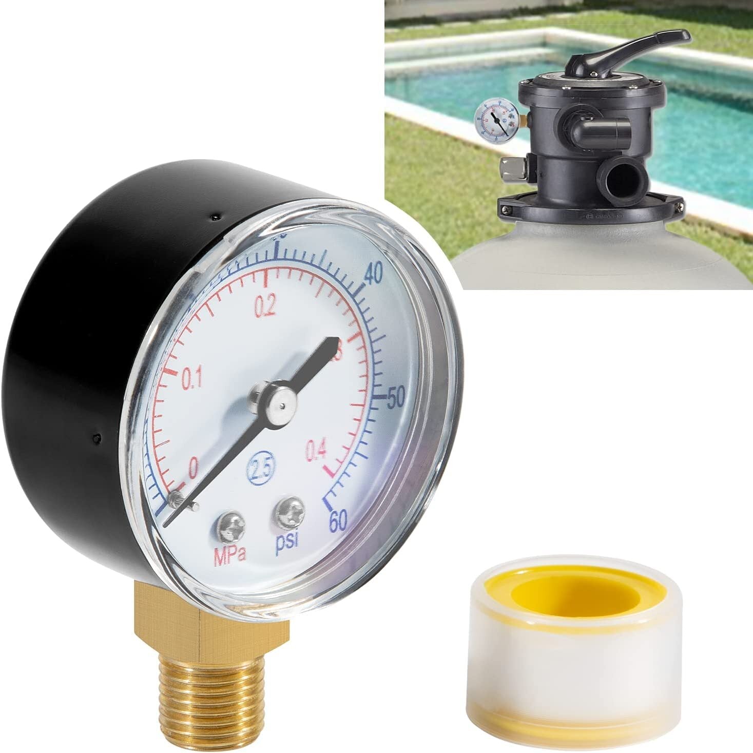 ECX270861 Pressure Gauge Replacement for Hayward Sand & D.E Pool Filter C2000
