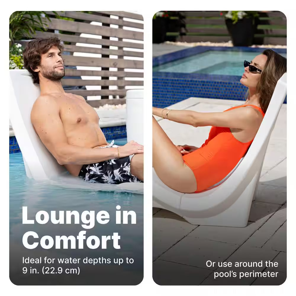 Vero In-Pool and Patio Outdoor Plastic Beach Chair White