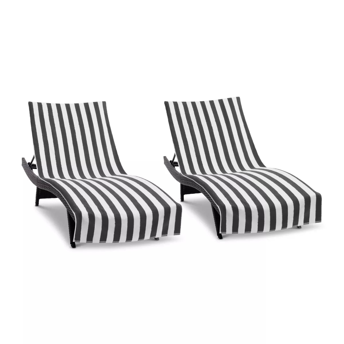 Arkwright California Cabana Chaise Lounge Cover - (Pack of 2) 100% Cotton Terry Towels, Pool Chair Covers for Outdoor Beach Furniture, 30 X 85 In