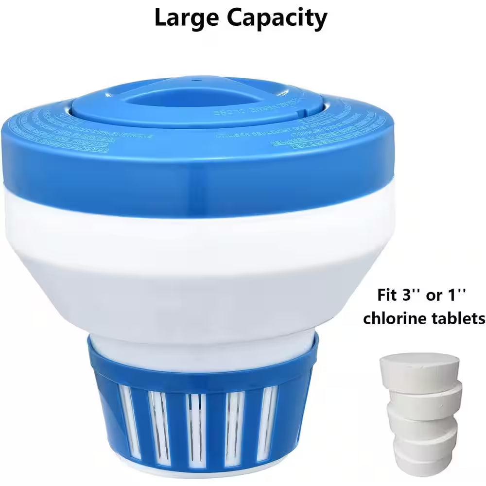 7 In. Large Capacity Floating Chlorine Dispenser for Pools and Spas, Adjustable Release, Durable ABS Plastic
