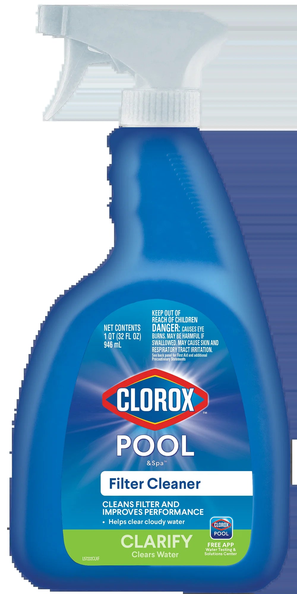 Filter Cleaner Spray for Swimming Pools Liquid Pool Clarifier Chemicals, 32 Oz Bottle