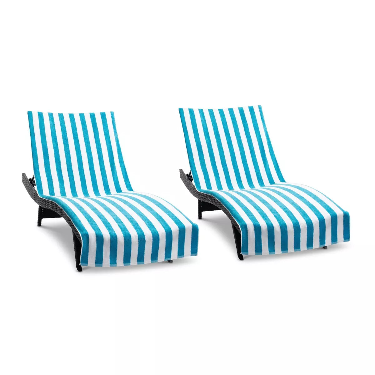 Arkwright California Cabana Chaise Lounge Cover - (Pack of 2) 100% Cotton Terry Towels, Pool Chair Covers for Outdoor Beach Furniture, 30 X 85 In