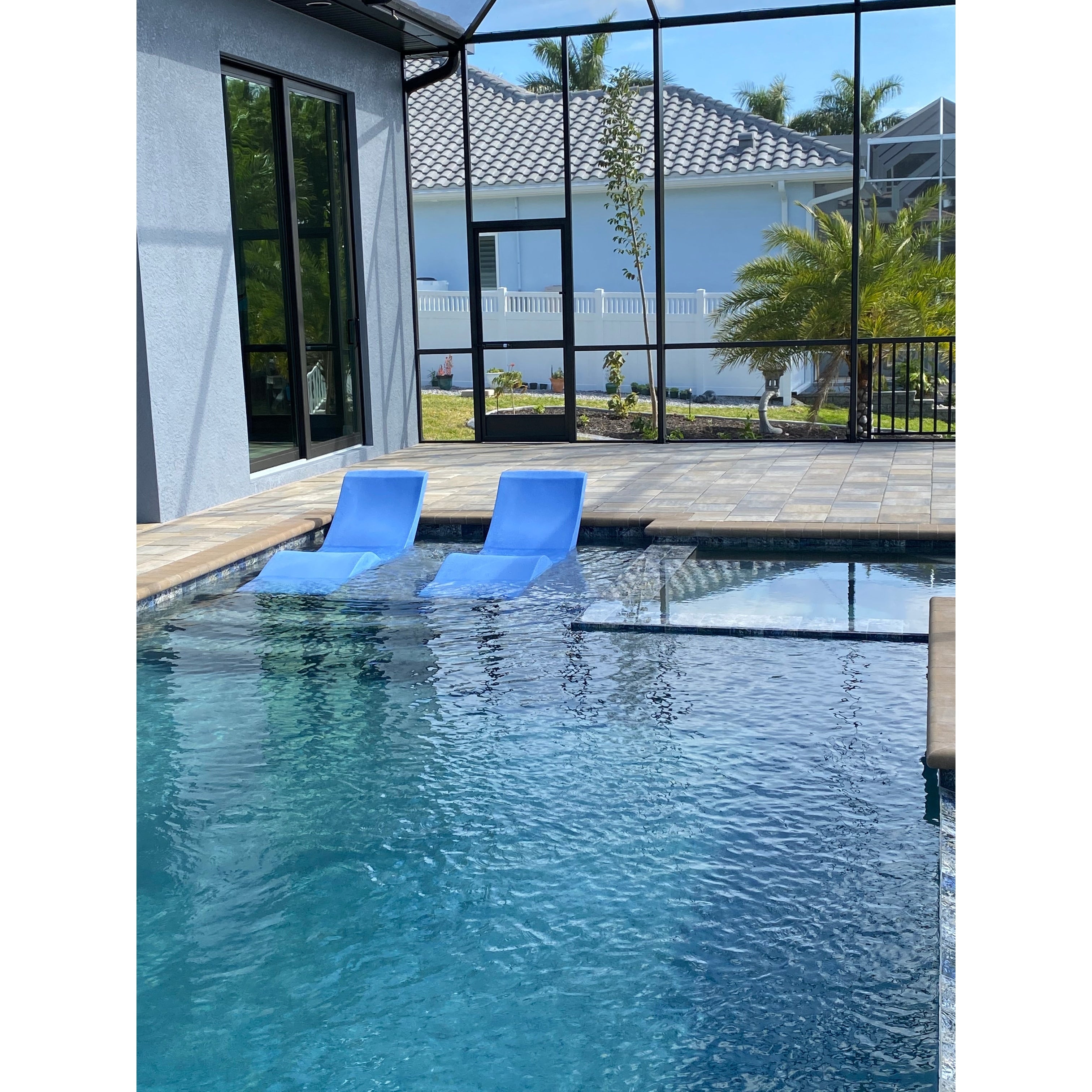 In-Pool Chaise Lounge Chairs for 0-9 In. of Water - All Weather Resistant, No Plugs/Tools Needed - (Set of 2)