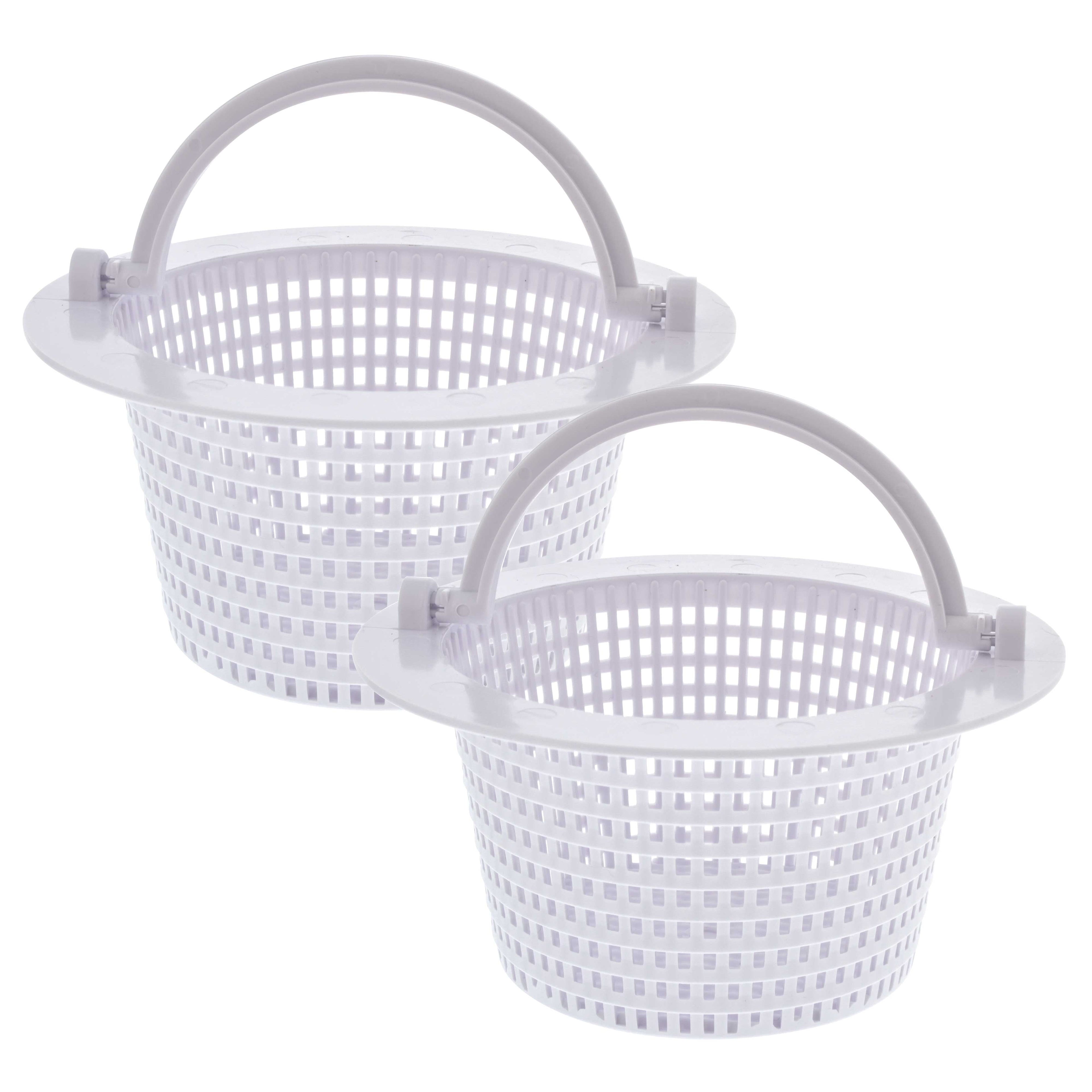 Swimming Pool Skimmer Replacement Basket with Handle, 2 Pack - above Ground Pool Thru-Wall Skimmer Baskets - Standard Small Size with Handle - Skim Remove Debris