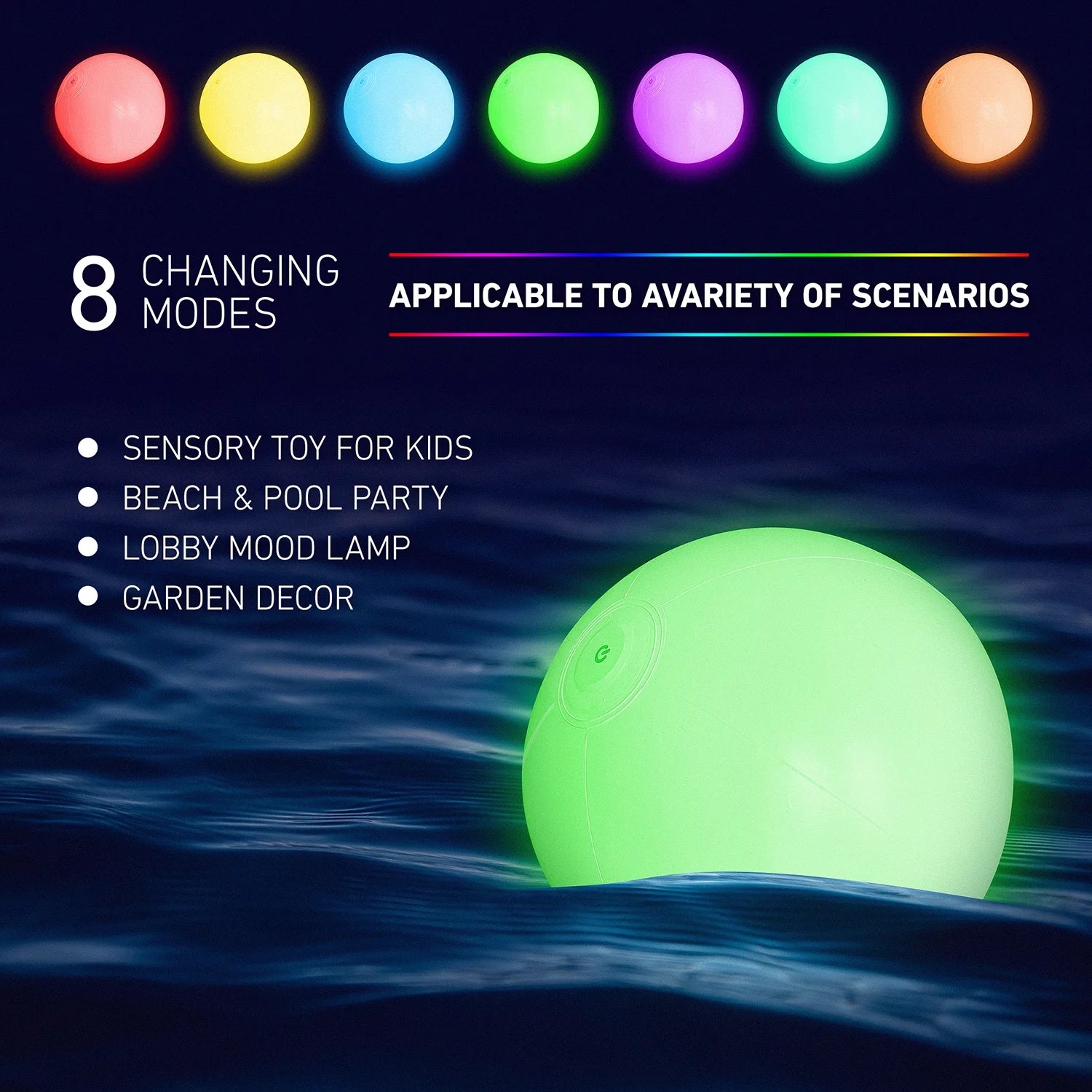 Light up Pool Toys, 4 Pack Glow Beach Ball, 8 Modes Pool Activities Decorations for Adult, Floating Pool Games Balls for Swimming Pool Party