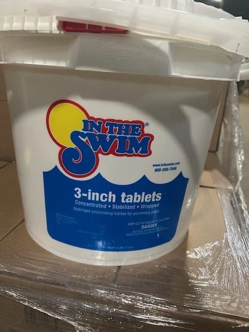 3 Inch Stabilized Chlorine Tablets for Sanitizing Swimming Pools - Individually Wrapped, Slow Dissolving - 90% Available Chlorine - Tri-Chlor - 25 Pounds C3025