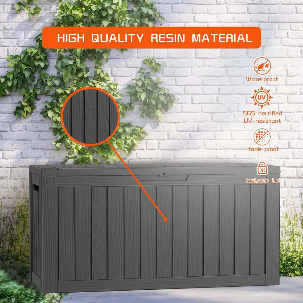 80 Gal. Black Waterproof Resin Lockable Outdoor Deck Box Storage Box Storage Bin for Patio